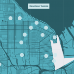 downtown tacoma highlighted on a map of tacoma