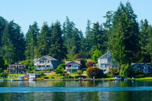 a photo of homes on a lake in Lakewood WA